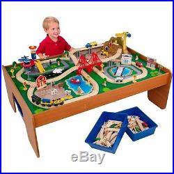 100-Piece Wooden Train Set Small Table Toys Kid Railway Track Compatible T F
