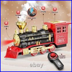 2025 Upgraded Remote Control Christmas Train Set with Lights Smoke Sounds