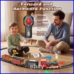 2025 Upgraded Remote Control Christmas Train Set with Lights Smoke Sounds