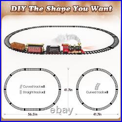 2025 Upgraded Remote Control Christmas Train Set with Lights Smoke Sounds