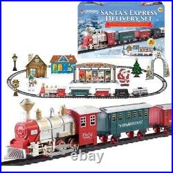 26 Pc Deluxe Santa Express Delivery Train Set Christmas Tree Sounds Lights 81020
