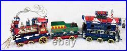 3 pc MERRY CHRISTMAS EXPRESS Vintage Metal Caboose Train Set Decor Holiday