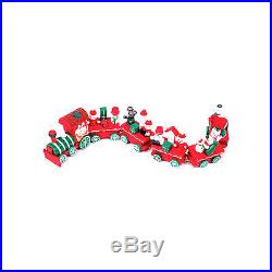6-Piece Traditional Wooden Christmas Red & Green Train Decoration Set