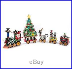 Authentic MacKenzie-Childs Christmas Train 5 Piece Ceramic Set NIB