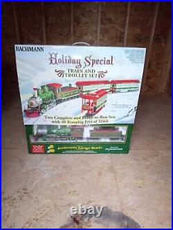 Bachmann G 90054 Christmas Holiday Special Train & Trolley Set Read Description