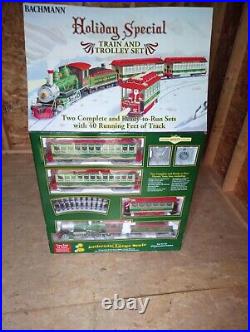 Bachmann G 90054 Christmas Holiday Special Train & Trolley Set Read Description