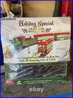 Bachmann G 90054 Christmas Holiday Special Train & Trolley Set Read Description