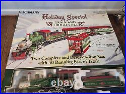 Bachmann G 90054 Christmas Holiday Special Train & Trolley Set Read Description