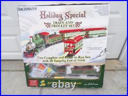 Bachmann G 90054 Christmas Holiday Special Train & Trolley Set VERY RARE! READ