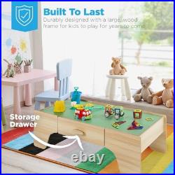 Best Choice Products 50 Inch Wood Train Set for Kids 70 Piecewith Reversible Top