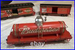 Big Hawthorne Budweiser Holiday Express Train Set Christmas Train Set 10 Cars