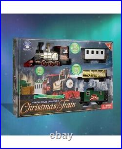 Blue Hat North Pole Junction Christmas Train Set 30 Piece Batteries Included