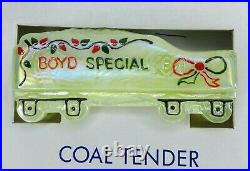 CHRISTMAS TRAIN SET Boyd's Special 6 Piece LEMON SPLASH CARNIVAL Boyd Glass 2000