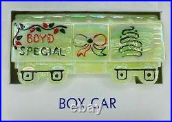 CHRISTMAS TRAIN SET Boyd's Special 6 Piece LEMON SPLASH CARNIVAL Boyd Glass 2000