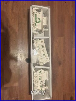 Ceramic Train Christmas Village Set Painted White Green Red Pack of 3