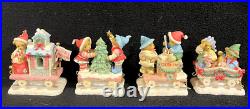Cherished Teddies 116472 Rare Train Piece Christmas Themed Bear Set 3 Figurines