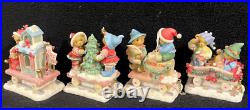 Cherished Teddies 116472 Rare Train Piece Christmas Themed Bear Set 3 Figurines