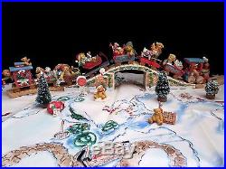 Cherished Teddies 21 PC Santa Express Christmas Train Set in original boxes EUC