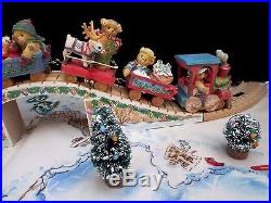 Cherished Teddies 21 PC Santa Express Christmas Train Set in original boxes EUC