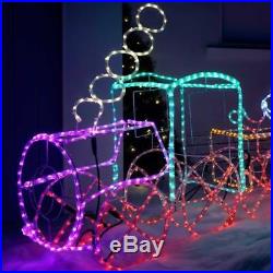 Christmas Animated Train Tree Carriage Santa LED Light Silhouette Decoration Set