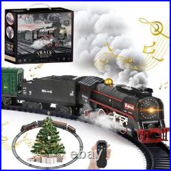 Christmas Electric Remote Control Train Set with Smoke, Lights, Sound, Locomo