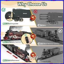 Christmas Electric Remote Control Train Set with Smoke, Lights, Sound, Locomo