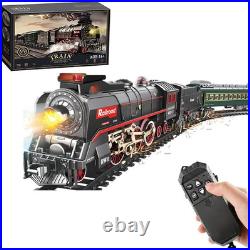 Christmas Electric Remote Control Train Set with Smoke, Lights, Sound, Locomotiv