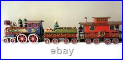 Christmas Express Train Set 3-Piece Hand Painted Porcelain includes Lights