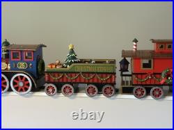 Christmas Express Train Set 3-Piece Hand Painted Porcelain includes Lights