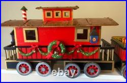 Christmas Express Train Set 3-Piece Hand Painted Porcelain includes Lights