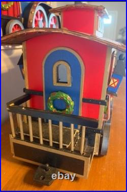 Christmas Express Train Set 3-Piece Hand Painted Porcelain includes Lights