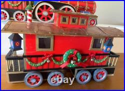Christmas Express Train Set 3-Piece Hand Painted Porcelain includes Lights Christmas Express Train Set 3-Piece Hand Painted Porcelain includes Lights