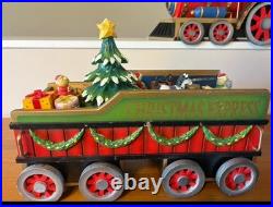 Christmas Express Train Set 3-Piece Hand Painted Porcelain includes Lights