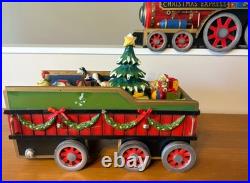 Christmas Express Train Set 3-Piece Hand Painted Porcelain includes Lights