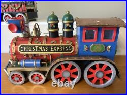 Christmas Express Train Set 3-Piece Hand Painted Porcelain includes Lights