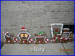 Christmas Gingerbread Express Train Wood Yard Art 4 Piece Set Lawn Decor