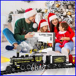 Christmas Train Electrictrain Set with Retro Classic Steam Engine Wagon and Long