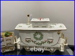 Christmas Train Lenox Holiday Junction 3 piece Train Set Engine, Wagon, Caboose