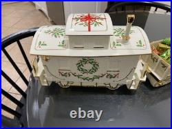 Christmas Train Lenox Holiday Junction 3 piece Train Set Engine, Wagon, Caboose