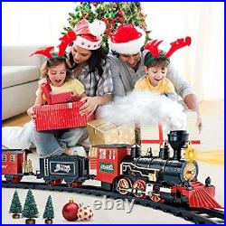 Christmas Train Set, Christmas Tree Train with Smoke Light & Music, Steam