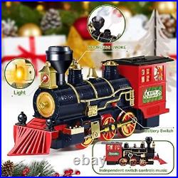 Christmas Train Set, Christmas Tree Train with Smoke Light & Music, Steam