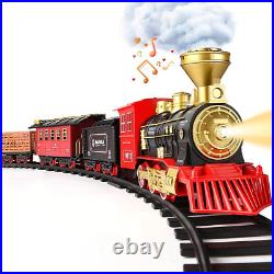 Christmas Train Set Electric Train w Smoke, Sounds, Lights Toy Train Xmas Gift