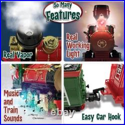 Christmas Train Set for Under The Tree with Lights, Music, Sounds, and Steam
