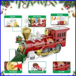 Christmas Train Set with Remote Control Train Toys withSmoke, Lights & Sound, C