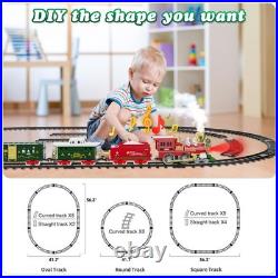 Christmas Train Set with Remote Control Train Toys withSmoke, Lights & Sound, C