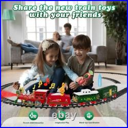Christmas Train Set with Remote Control Train Toys withSmoke, Lights & Sound, C