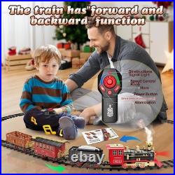 Christmas Train Set with Remote Realistic Smoke & Lights for Kids