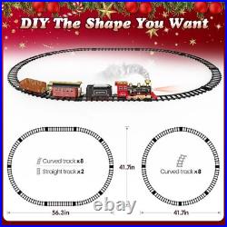 Christmas Train Set with Remote Realistic Smoke & Lights for Kids