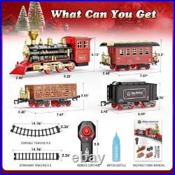Christmas Train Set with Remote Realistic Smoke & Lights for Kids
