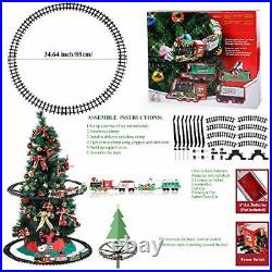 Christmas Train Toys Set Around Tree, Electric Railway Train Set with Xmas Train